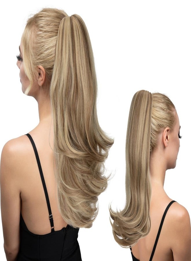 youngways Clip in Ponytail Extension 18 Inch Pony Tails Hair Extensions for Women Long Straight Curly Tail Ponytail Hair piece Synthetic Fake Versatile Pony (Sand) - Image 1